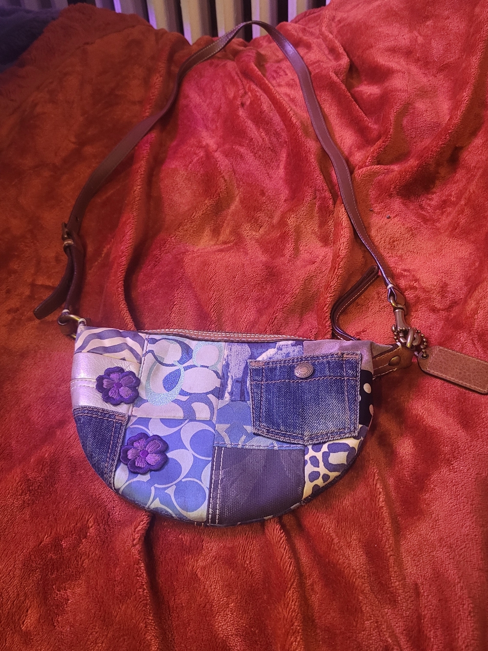 VTG Coach Y2K Denim Patchwork Swingpack / Crossbody Bag (Style No. 10819) Ltd Ed